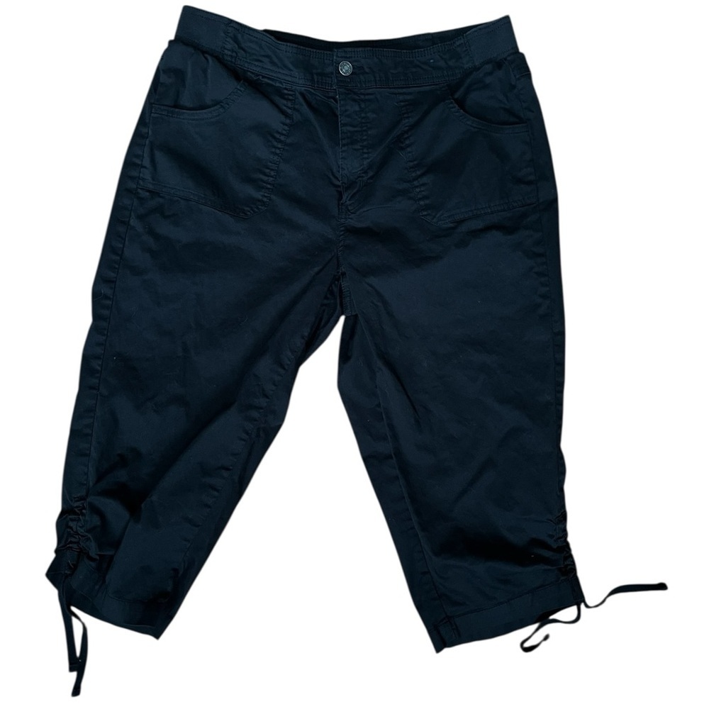 Basic Editions Women’s Large Black Cropped Pants Cotton Polyester Capri